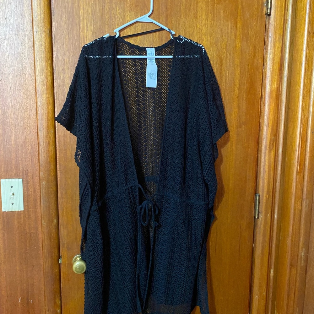 Time and Tru Black Crochet Cardigan